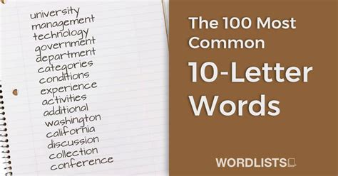 100 Most Common 10 Letter Words 100 Most Common 10 Letter Words