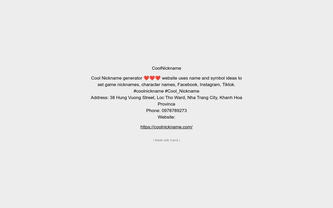 Cool Nickname Generator