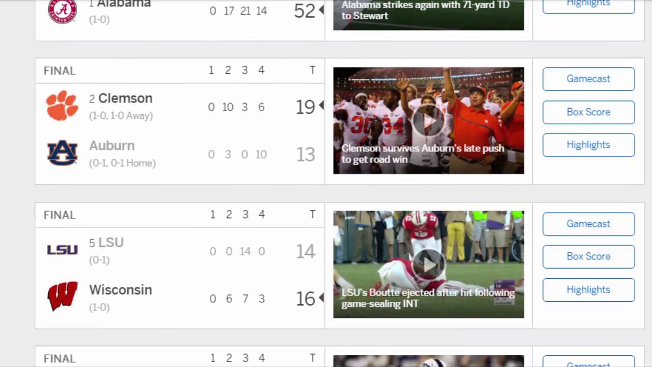 NCAA Football Games Today Scores and Updates Live